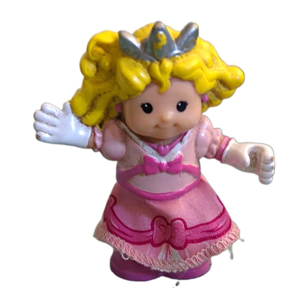 Mattel 2008 Pink Princess Girl Figurine Silver Crown Plastic Bendable